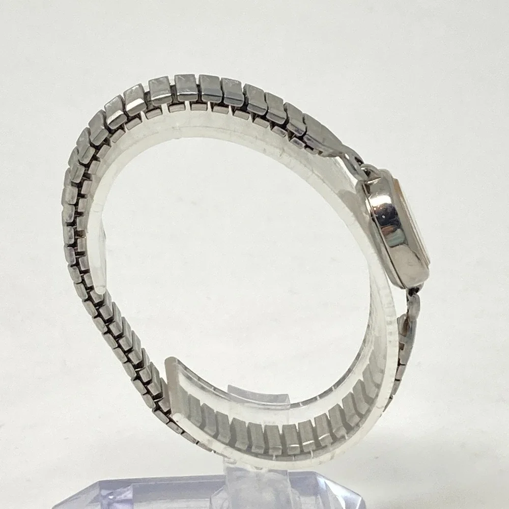 Vtg Pulsar Watch Women Silver Tone 16mm Oval Dial V810-5160 Stretch New Battery